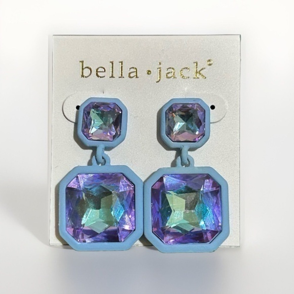 Bella Jack Square Stone Mystic Purple Earrings
